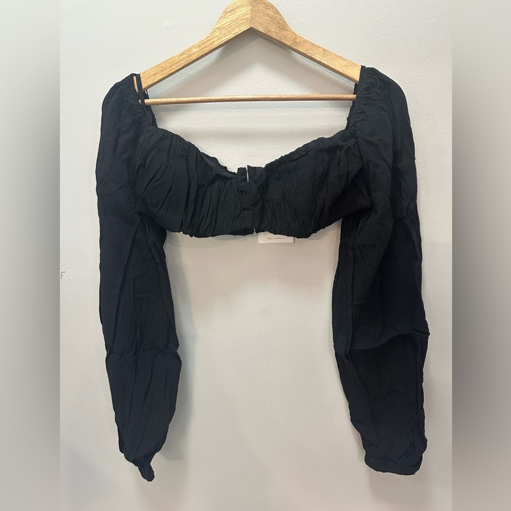 NWT! Revolve x RUMER Camille Crop Top Black Size Large $199